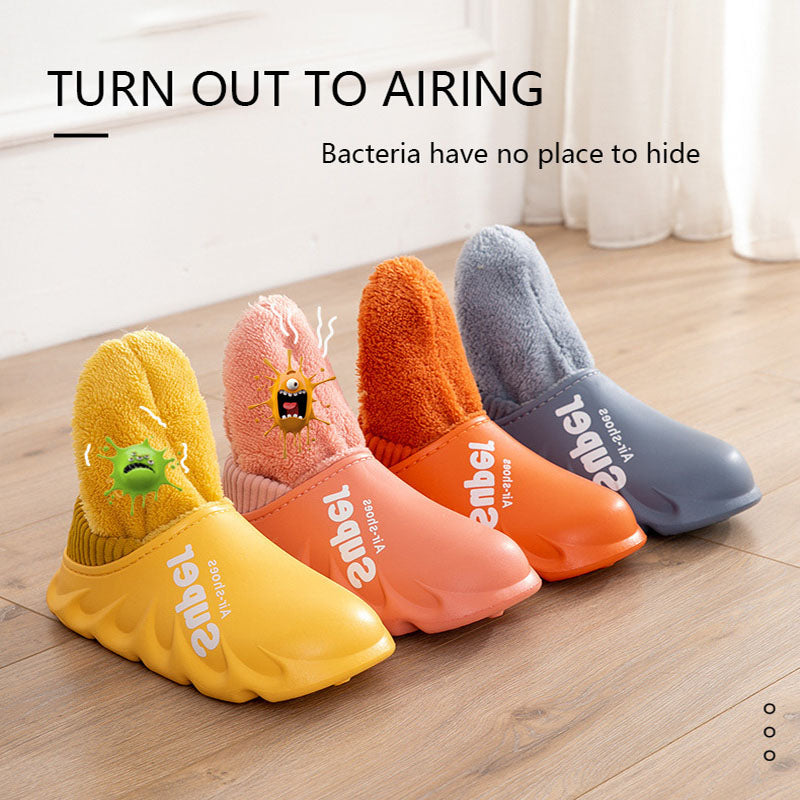 Home Slippers EVA Waterproof Warm Plush Indoor Shoes Couple