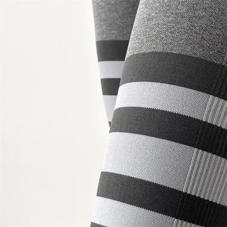 Stripe Design Fitness Leggings High Waisted Tummy Control