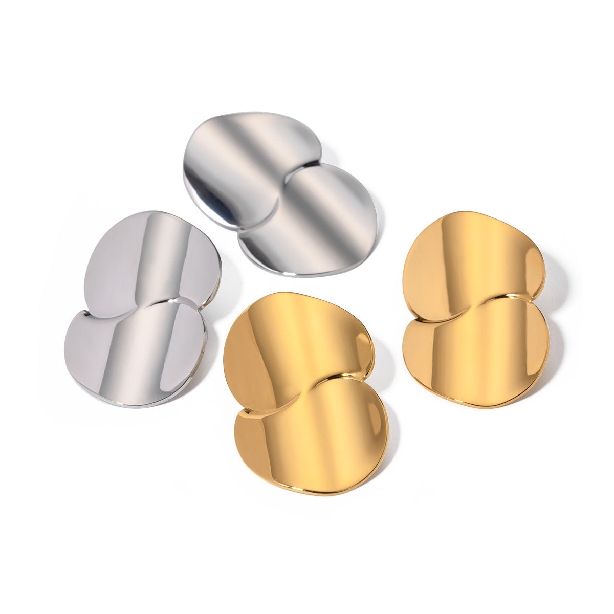 18k Gold Stainless Steel Minimalist Geometric Curve Earrings