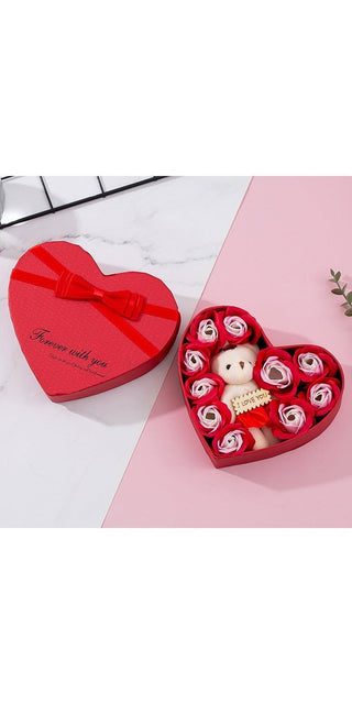 Caja de regalo roja rosa en forma de corazón, caja de regalo de Navidad de Año Nuevo, regalo de Navidad para el Día de San Valentín, regalo de cumpleaños para el día de la madre