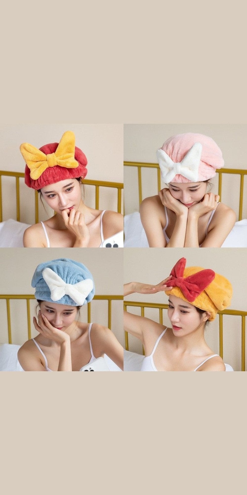 Super Water-absorbing And Quick-drying Bow Shower Cap