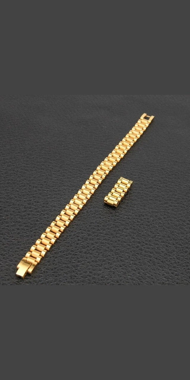 10mm Wristband Link Bracelet And 8-12 Adjustable Size Ring