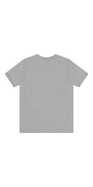 Unisex jersey short sleeve tee in heather grey color, displayed against a plain white background.