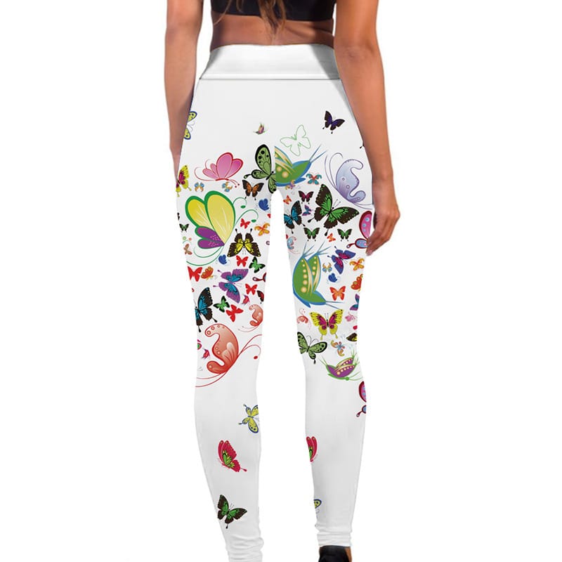 Floral Butterfly Leggings High Waist Slim Yoga Pants Leggings