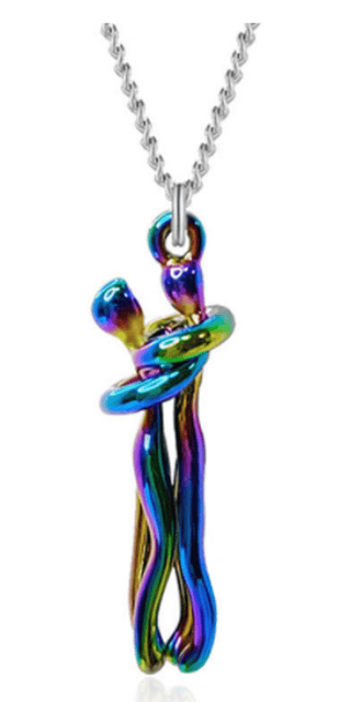 Colorful titanium stainless steel pendant necklace with abstract design, ideal for modern fashion accessory.