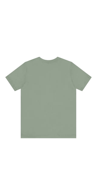 Unisex jersey short sleeve tee in a light sage green color, featuring a simple and minimalist design suitable for everyday casual wear.