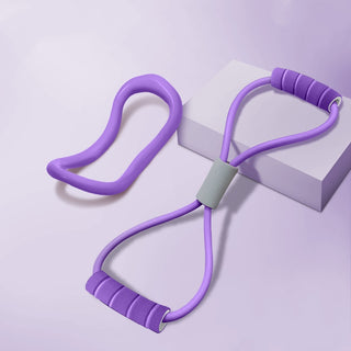 Sleek Purple Fitness Resistance Bands on White Cube