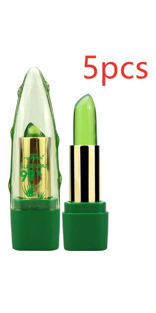 Gel de Aloe Vera, lápiz labial que cambia de Color, brillo, hidratante, antisecado, desalinización, cuidado de labios de grano fino