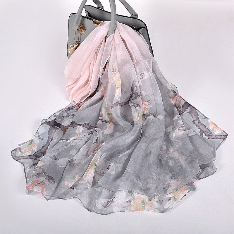 Écharpe longue en soie de mûrier style nouveau