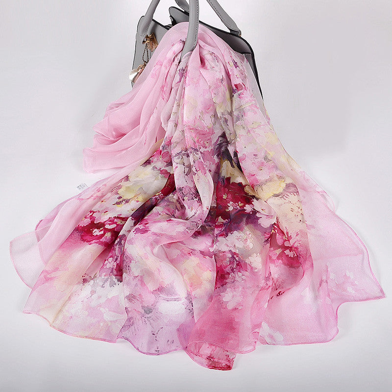 Écharpe longue en soie de mûrier style nouveau