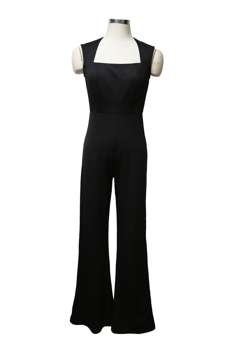 Square Neck Slim Sexy Women’s Jumpsuit Flared Trousers