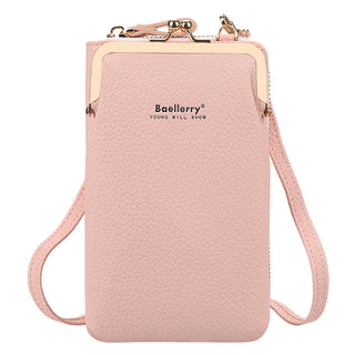 Stylish Pink Shoulder Bag with Lock - Functional Fashion Accessory for Women's Mobile Phone Storage and Carrying