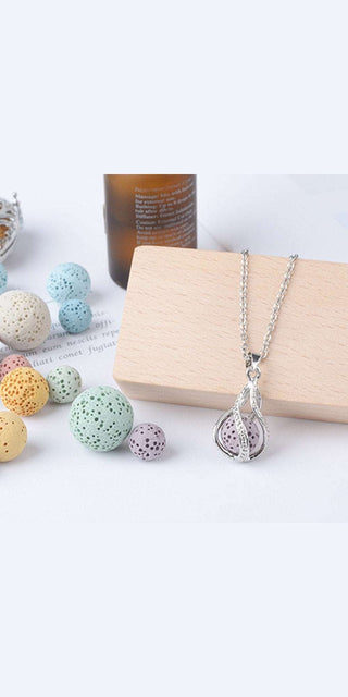 Silver-Toned Aromatherapy Necklace with Decorative Diffuser Pendant