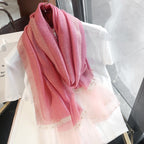 Écharpe en soie et laine, nouveauté printemps-automne, ornée de perles