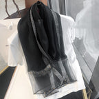 Écharpe en soie et laine, nouveauté printemps-automne, ornée de perles