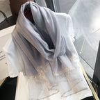 Écharpe en soie et laine, nouveauté printemps-automne, ornée de perles