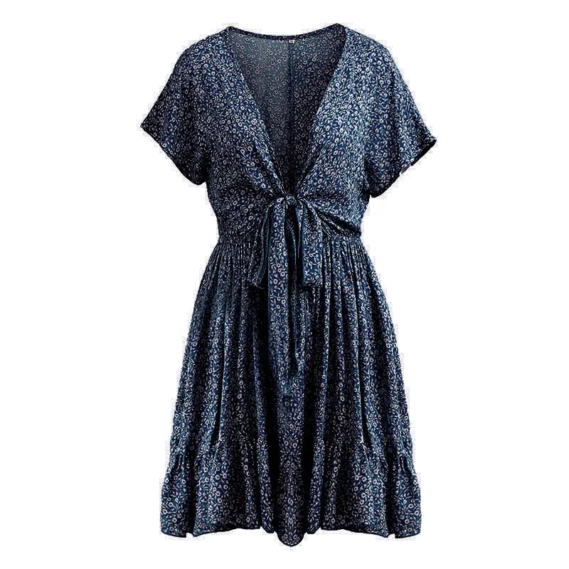 Deep V Ruffled Floral Spring Dress Women's <d></d> Women's Clothing