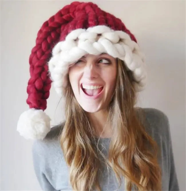 Christmas Plush Hat With Pompom Cute Winter For Women Men