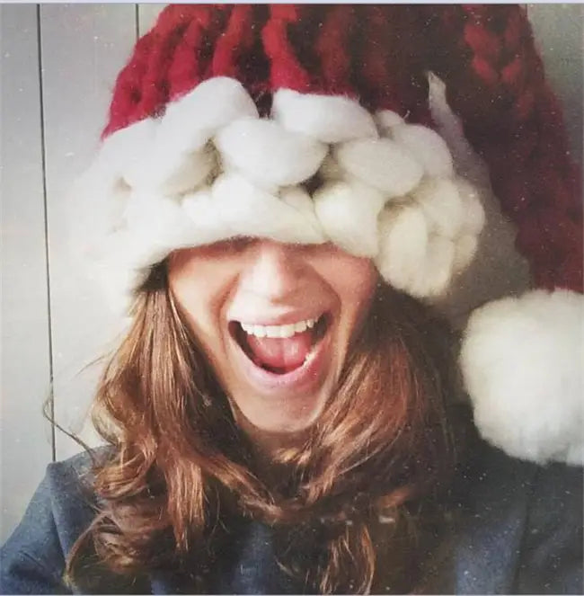 Christmas Plush Hat With Pompom Cute Winter For Women Men