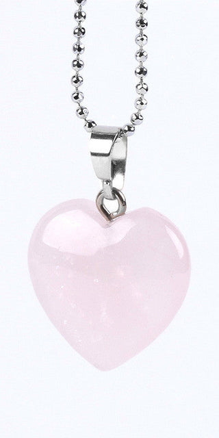 K-AROLE™️ Collier élégant avec pendentif cœur en quartz rose