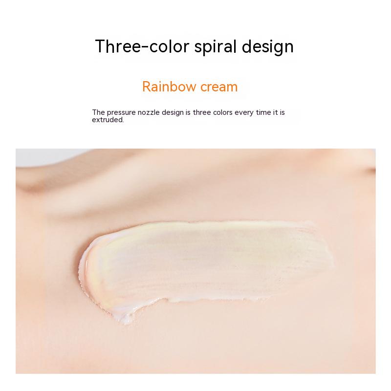 Tricolor Rainbow Makeup Primer Brightening Skin Color