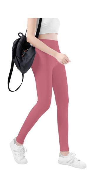 Sleek and stylish women's pink leggings from K-AROLE, paired with a casual backpack for a trendy athleisure look.