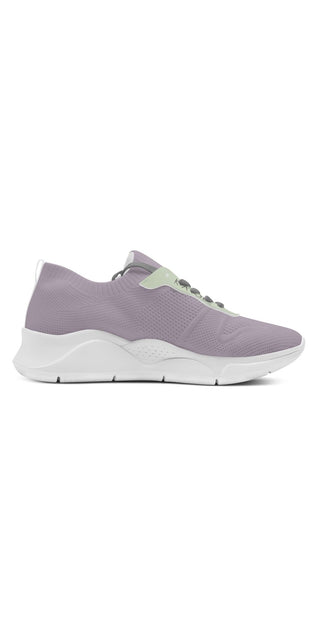 Stylish Womens Mesh Gymnastics Chunky Sneakers by K-AROLE. These trendy, comfortable shoes feature a gray upper with a contrasting green accent, showcasing a sporty and fashionable design perfect for elevating your daily style.