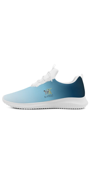 Stylish women's athletic sneakers with lace-up front design. Featuring a sleek, lightweight blue and white color scheme. The shoes appear comfortable and perfect for running or daily casual wear.