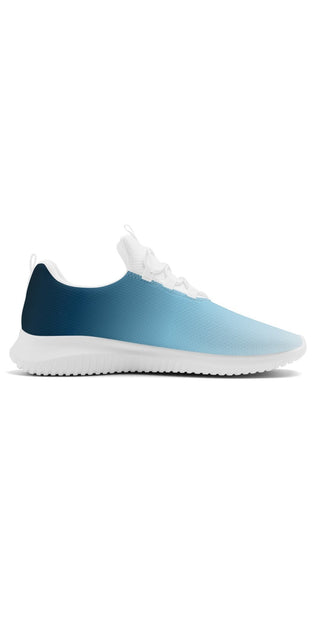 Women's New Lace-Up Front Running Shoes by popcustoms. A stylish and comfortable athletic sneaker with a navy blue and light blue gradient design.