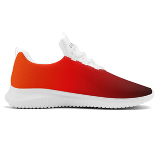 Stylish women's sneakers from K-AROLE. Red and white gradient design with a comfortable and flexible knit upper. Ideal for active lifestyles and fashionable footwear.