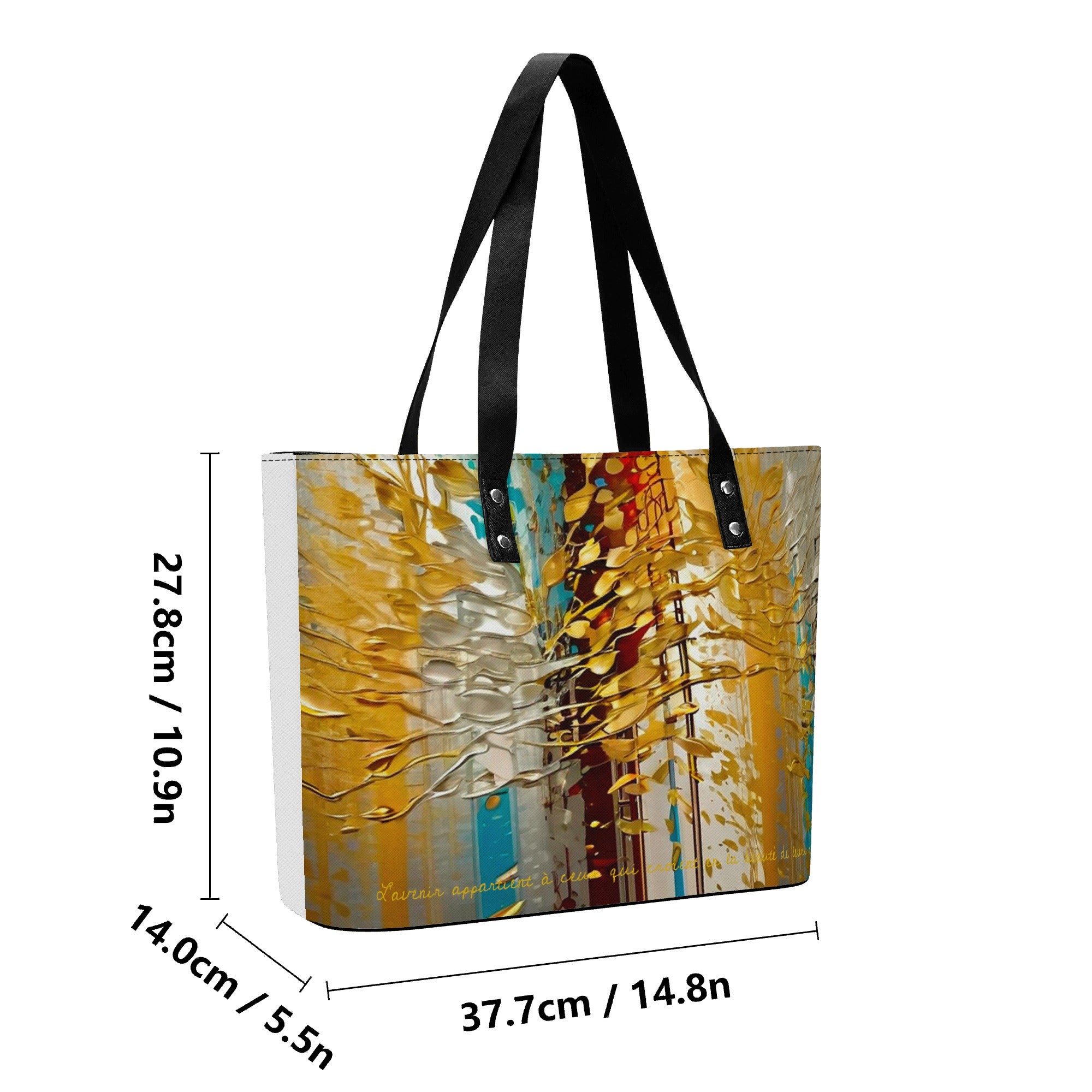 Womens PU Leather Tote Bag with Back Zipper Pocket