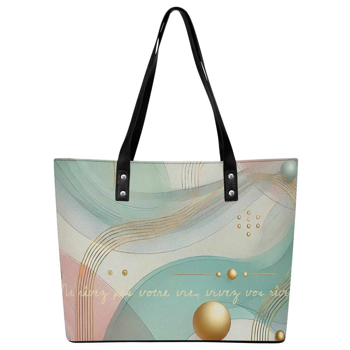 Women's Vegan Leather Tote Bag with Back Zipper Pocket