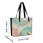 Womens PU Leather Tote Bag with Back Zipper Pocket