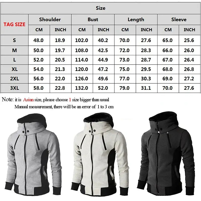 Men’s Zip UP Hooded Jacket Fake Two Piece Sports Cardigan