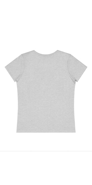Casual gray women's t-shirt with minimalist design, available at the K-AROLE online store that offers a collection of trendy and comfortable fashion items to elevate your style.