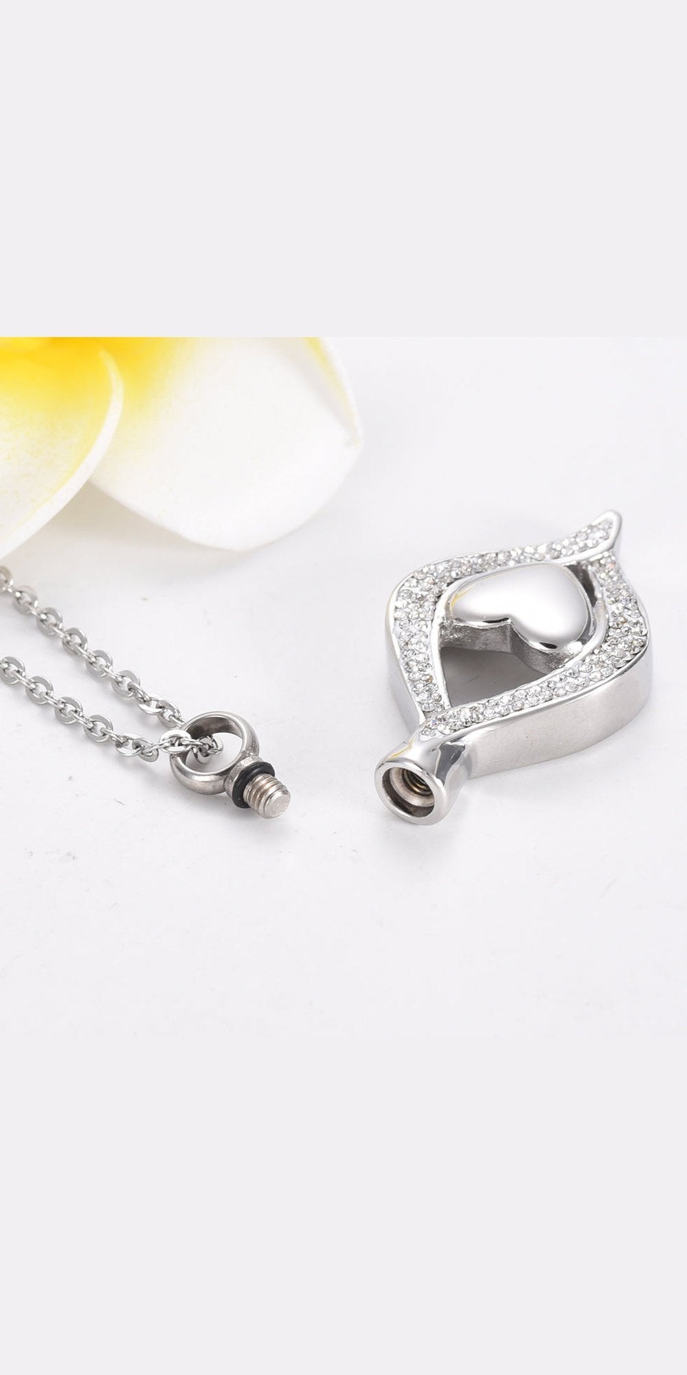 Titanium steel heart ash box pendant