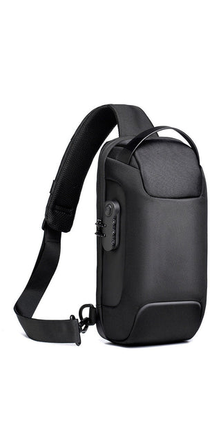 Stylish and practical chest bag with sleek black design, ideal for travel and everyday use.