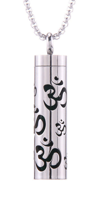Elegant stainless steel pendant with Om symbol, a striking accessory for modern women's fashion.