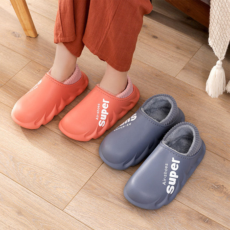 Home Slippers EVA Waterproof Warm Plush Indoor Shoes Couple