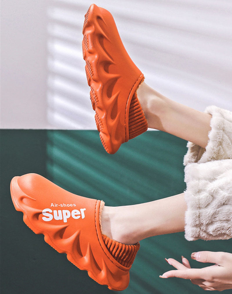 Home Slippers EVA Waterproof Warm Plush Indoor Shoes Couple