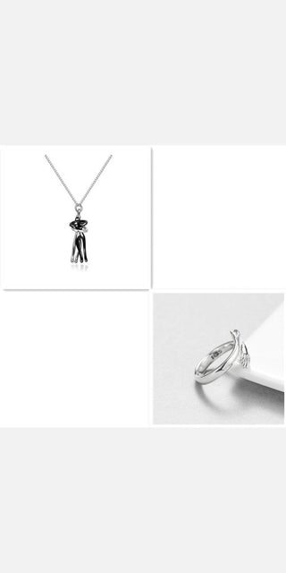 Stylish Love Hug Necklace - Sleek Silver Couple Charm on Chain, Versatile Unisex Accessory for Valentine's Day Gift