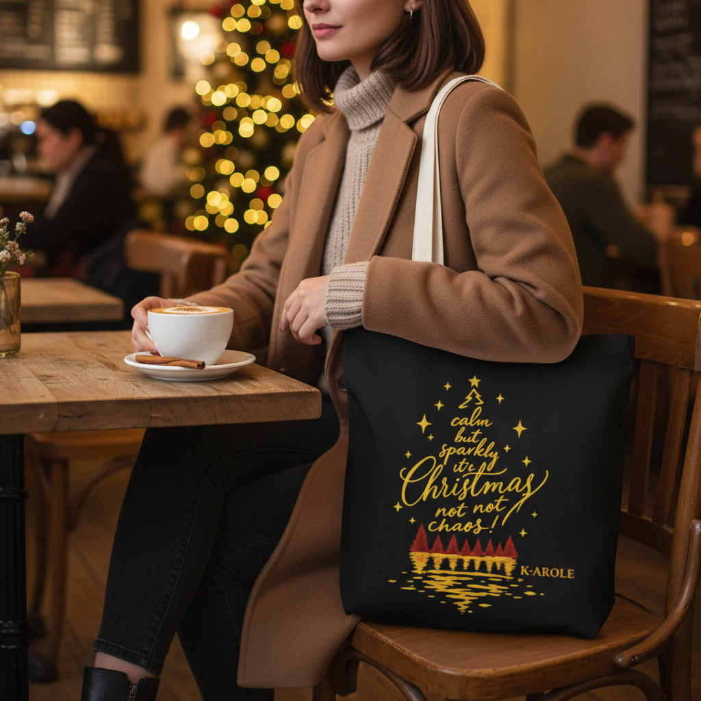 Calm but Sparkly” Christmas Tote Bag | K-AROLE®️ Holiday Chic