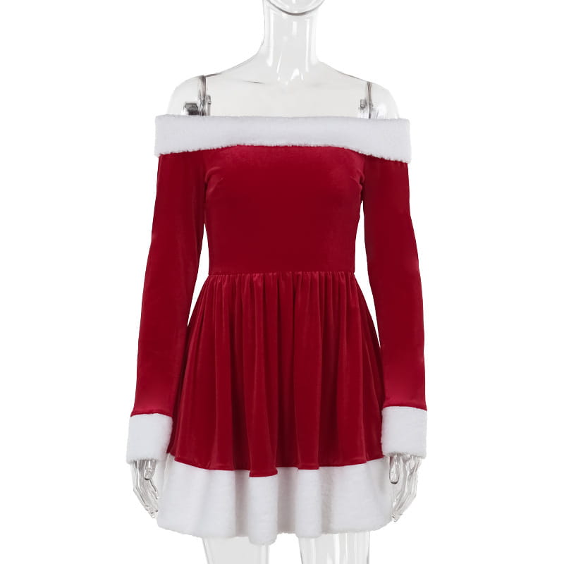 Side View - Santa Dress with Plush Trim