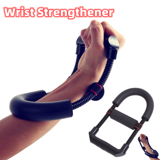 Adjustable wrist strengthener for improved grip and arm training, shown in use on a hand against a plain background.