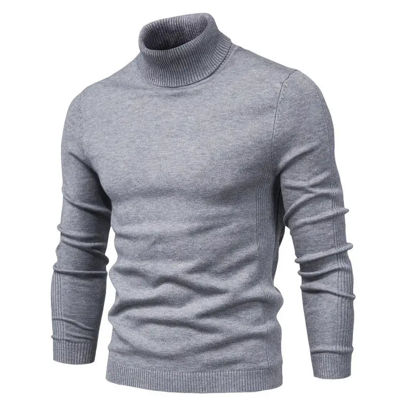 Men’s Solid Color Slim Pullover Turtleneck Sweater Winter