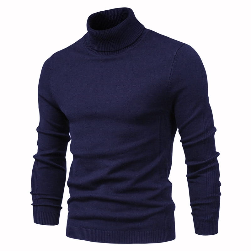 Men’s Solid Color Slim Pullover Turtleneck Sweater Winter