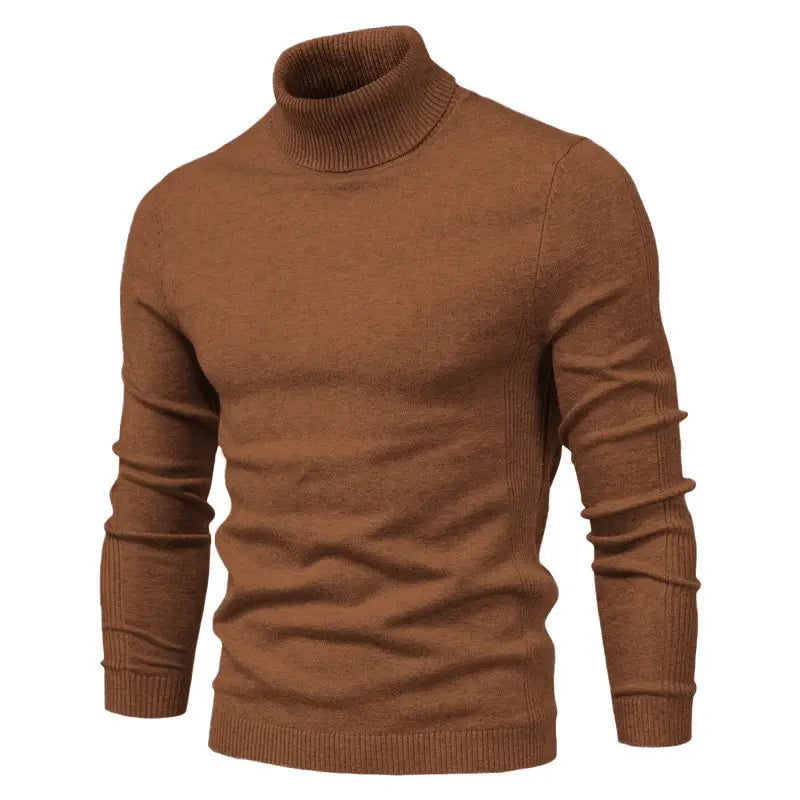 Men’s Solid Color Slim Pullover Turtleneck Sweater Winter