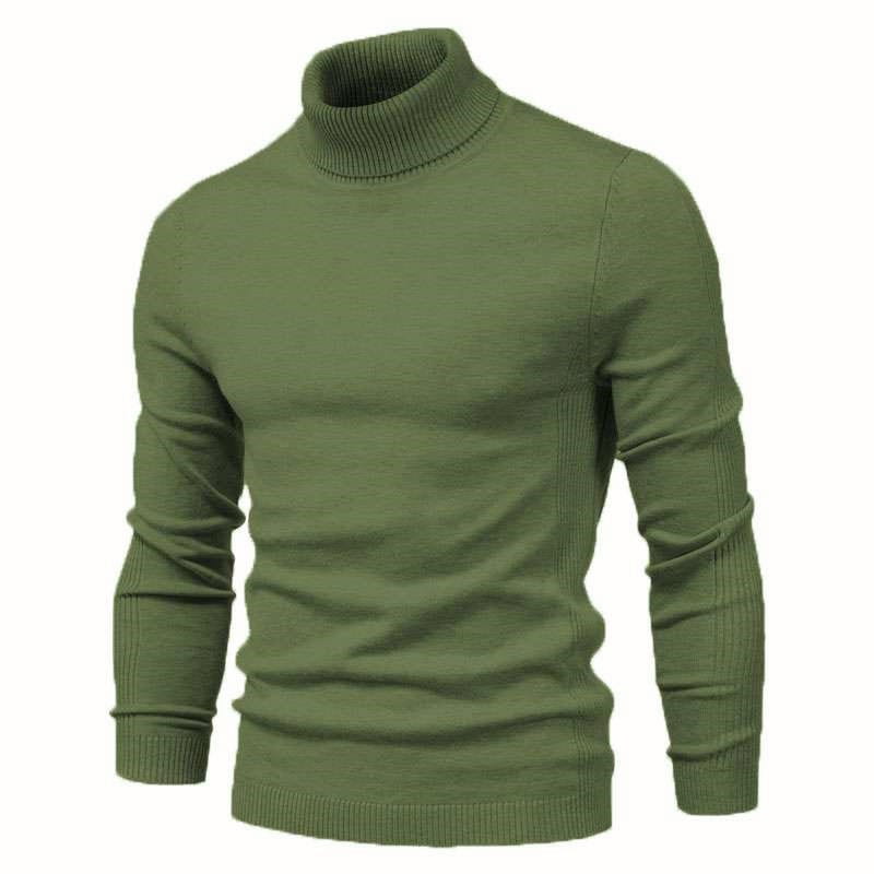 Men’s Solid Color Slim Pullover Turtleneck Sweater Winter