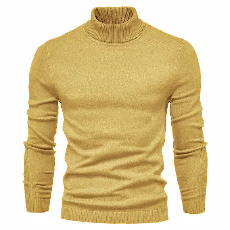 Men’s Solid Color Slim Pullover Turtleneck Sweater Winter