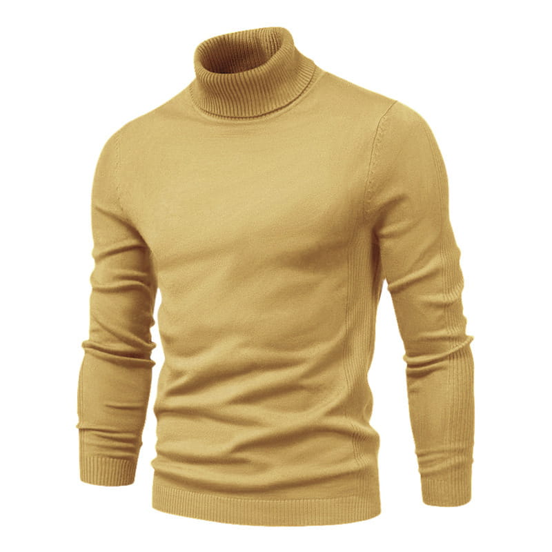 Men’s Solid Color Slim Pullover Turtleneck Sweater Winter